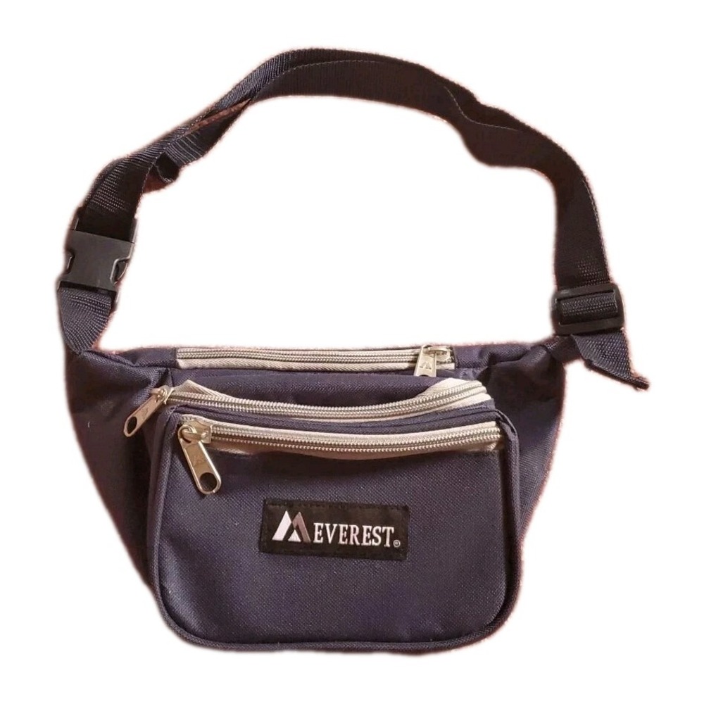 Everest Fanny Pack Waist Bag 3‎ Pocket Zip Navy Blue and Gray